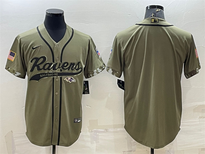Men's Baltimore Ravens Blank Olive Salute To Service Cool Base Stitched Baseball Jersey Men's Baltimore Ravens Blank Olive Salute To Service Cool Base Stitched Baseball Jersey