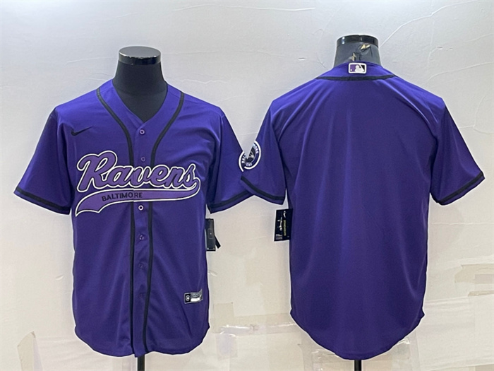 Men's Baltimore Ravens Blank Purple With Patch Cool Base Stitched Baseball Jersey Men's Baltimore Ravens Blank Purple With Patch Cool Base Stitched Baseball Jersey