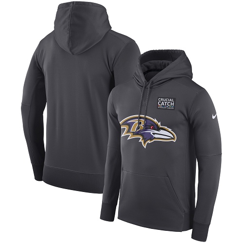 Men's Baltimore Ravens Nike Anthracite Crucial Catch Performance Pullover Hoodie Men's Baltimore Ravens Nike Anthracite Crucial Catch Performance Pullover Hoodie