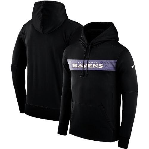 Men's Baltimore Ravens Nike Black Sideline Team Performance Pullover Hoodie Men's Baltimore Ravens Nike Black Sideline Team Performance Pullover Hoodie