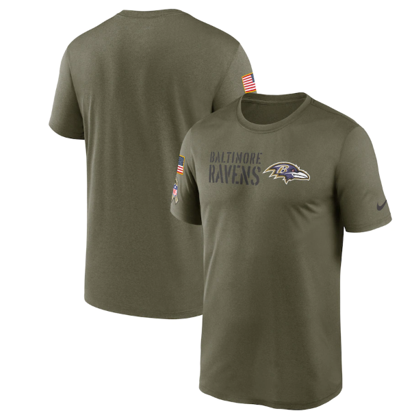 Men's Baltimore Ravens Olive 2022 Salute To Service Legend Team T-Shirt