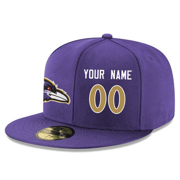 Men's Baltimore Ravens Purple Color Snapback Custom Hat (Stitched any name&number) Men's Baltimore Ravens Purple Color Snapback Custom Hat (Stitched any name&number)