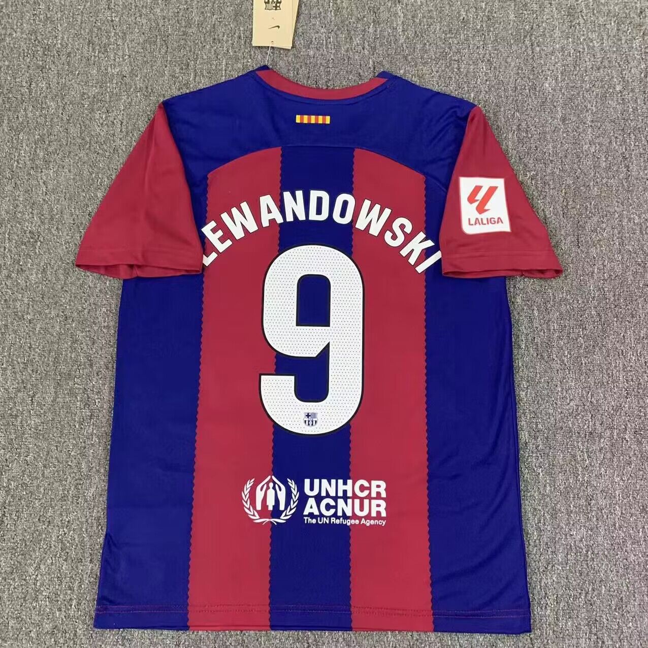 Men's Barcelona #9 Robert Lewandowski 2023-24 Soccer Home jerseys Men's Barcelona #9 Robert Lewandowski 2023-24 Soccer Home jerseys