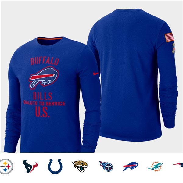 Men's Bills Royal 2019 Salute to Service Sideline Long Sleeve T-Shirt Men's Bills Royal 2019 Salute to Service Sideline Long Sleeve T-Shirt