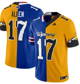 Men's Bills Wyoming Cowboys #17 Josh Allen Split Vapor Limited Jersey Men's Bills Wyoming Cowboys #17 Josh Allen Split Vapor Limited Jersey