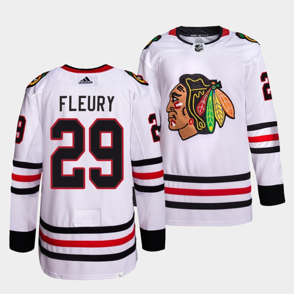 Men's Blackhawks #29 Marc-Andre Fleury White Jersey Men's Blackhawks #29 Marc-Andre Fleury White Jersey