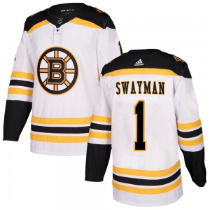 Men's Boston Bruins #1 Jeremy Swayman Adidas Authentic Away Jersey - White Men's Boston Bruins #1 Jeremy Swayman Adidas Authentic Away Jersey - White