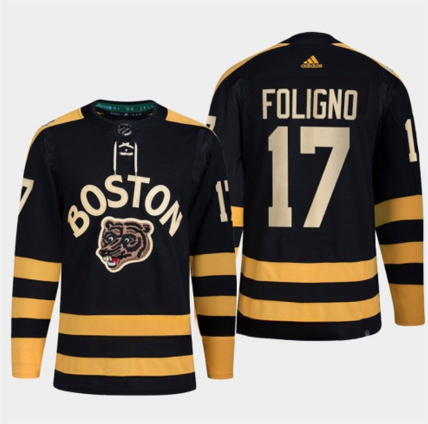 Men's Boston Bruins #17 Nick Foligno Black Classic Primegreen Stitched Jersey Men's Boston Bruins #17 Nick Foligno Black Classic Primegreen Stitched Jersey