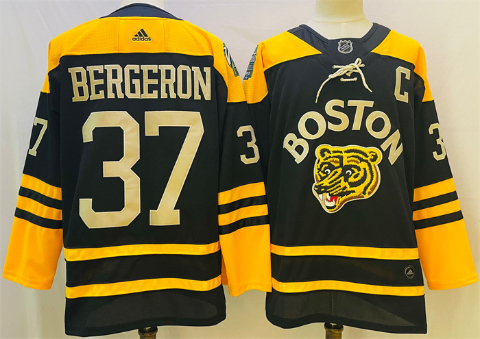 Men's Boston Bruins #37 Patrice Bergeron Black Classic Primegreen Stitched Jersey Men's Boston Bruins #37 Patrice Bergeron Black Classic Primegreen Stitched Jersey