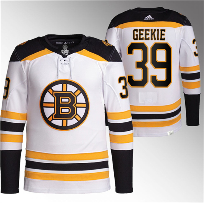 Men's Boston Bruins #39 Morgan Geekie White Stitched Jersey Men's Boston Bruins #39 Morgan Geekie White Stitched Jersey