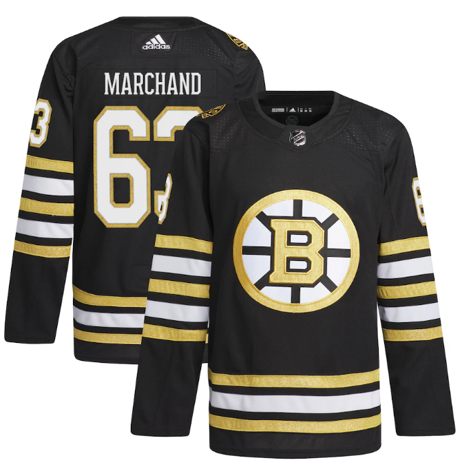 Men's Boston Bruins #63 Brad Marchand Black 100th Anniversary Primegreen Stitched Jersey Men's Boston Bruins #63 Brad Marchand Black 100th Anniversary Primegreen Stitched Jersey