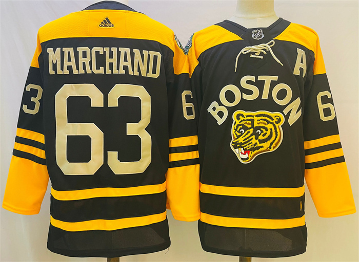 Men's Boston Bruins #63 Brad Marchand Black Classic Primegreen Stitched Jersey Men's Boston Bruins #63 Brad Marchand Black Classic Primegreen Stitched Jersey