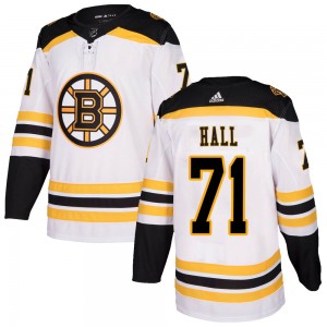 Men's Boston Bruins #71 Taylor Hall Adidas Authentic Away White Jersey Men's Boston Bruins #71 Taylor Hall Adidas Authentic Away White Jersey