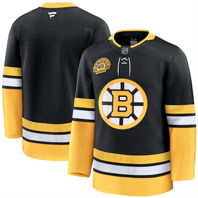 Men's Boston Bruins Blank Black 100th Anniversary Stitched Hockey Jersey Men's Boston Bruins Blank Black 100th Anniversary Stitched Hockey Jersey