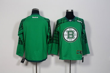 Men's Boston Bruins Blank Green Stitched St. Patrick's Day Replica NHL Jersey