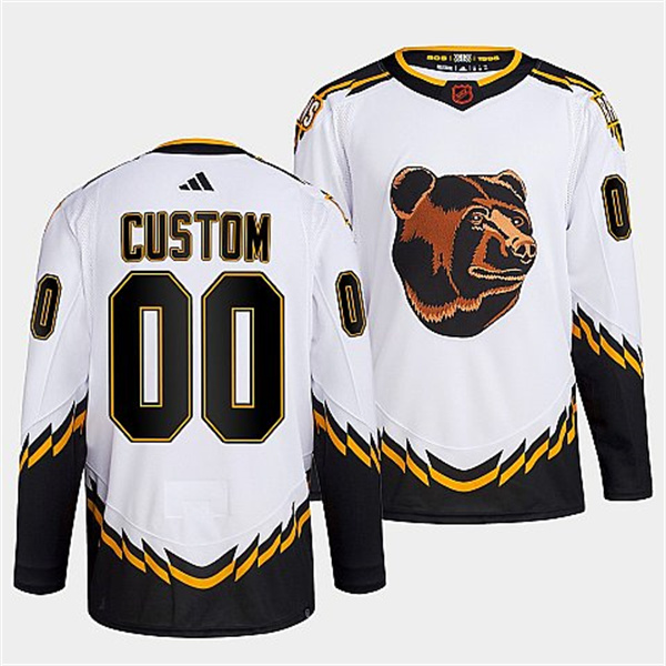 Men's Boston Bruins Custom White 2022 Reverse Retro Stitched Jersey