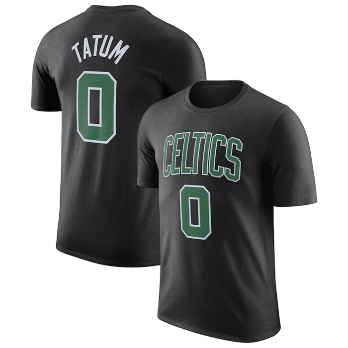 Men's Boston Celtics #0 Jayson Tatum Black 2022 23 Statement Edition Name & Number T-Shirt