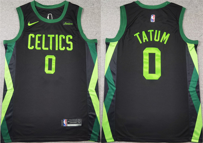 Men's Boston Celtics #0 Jayson Tatum Black 2024-25 City Edition Stitched Basketball Jersey Men's Boston Celtics #0 Jayson Tatum Black 2024-25 City Edition Stitched Basketball Jersey