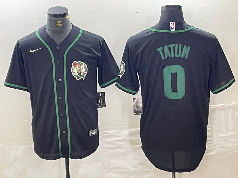 Men's Boston Celtics #0 Jayson Tatum Black With Patch Cool Base Stitched Baseball Jersey Men's Boston Celtics #0 Jayson Tatum Black With Patch Cool Base Stitched Baseball Jersey