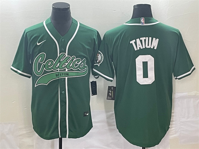 Men's Boston Celtics #0 Jayson Tatum Green Stitched Baseball Jersey Men's Boston Celtics #0 Jayson Tatum Green Stitched Baseball Jersey
