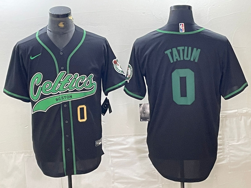 Men's Boston Celtics #0 Jayson Tatum Number Black Cool Base Stitched Baseball Jersey Men's Boston Celtics #0 Jayson Tatum Number Black Cool Base Stitched Baseball Jersey
