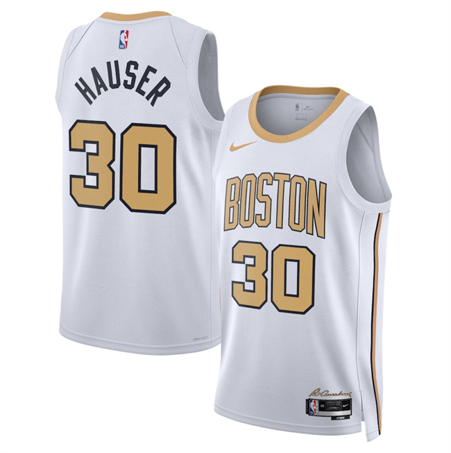 Men's Boston Celtics #30 Sam Hauser White 2025 26 City Edition Stitched Basketball Jersey Men's Boston Celtics #30 Sam Hauser White 2025 26 City Edition Stitched Basketball Jersey