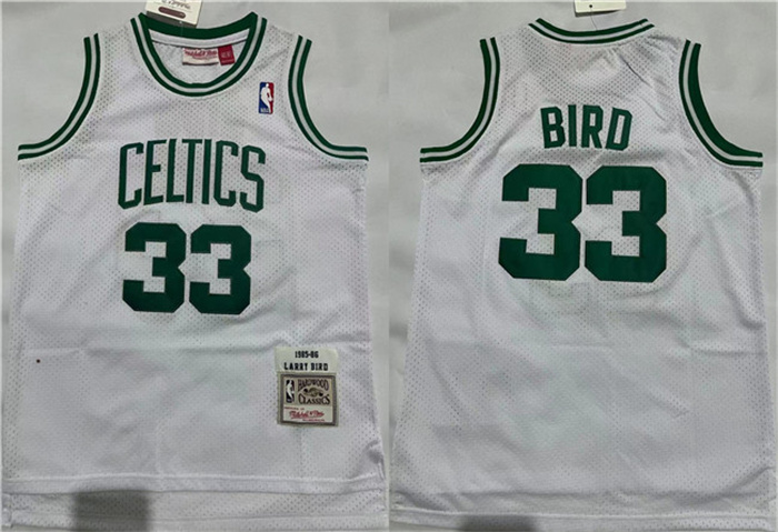Men's Boston Celtics #33 Larry Bird 1995-96 White Throwback Stitched Jersey Men's Boston Celtics #33 Larry Bird 1995-96 White Throwback Stitched Jersey