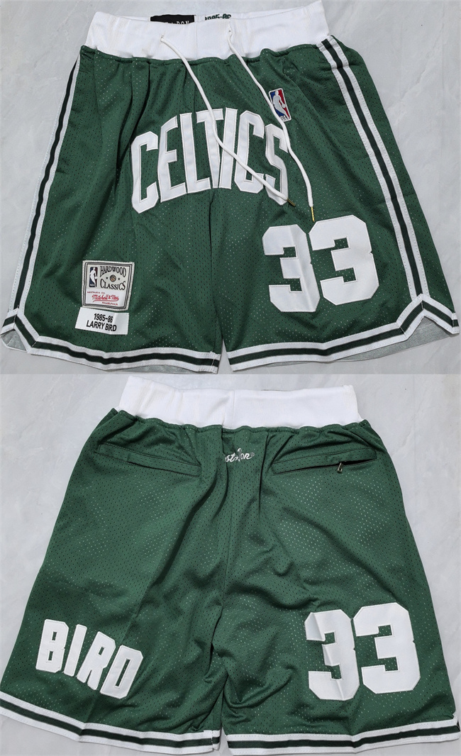 Men's Boston Celtics #33 Larry Bird Green Shorts (Run Small) Men's Boston Celtics #33 Larry Bird Green Shorts (Run Small)