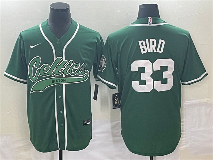 Men's Boston Celtics #33 Larry Bird Green Stitched Baseball Jersey Men's Boston Celtics #33 Larry Bird Green Stitched Baseball Jersey
