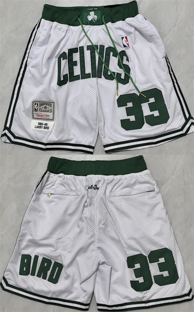 Men's Boston Celtics #33 Larry Bird White Shorts (Run Small) Men's Boston Celtics #33 Larry Bird White Shorts (Run Small)