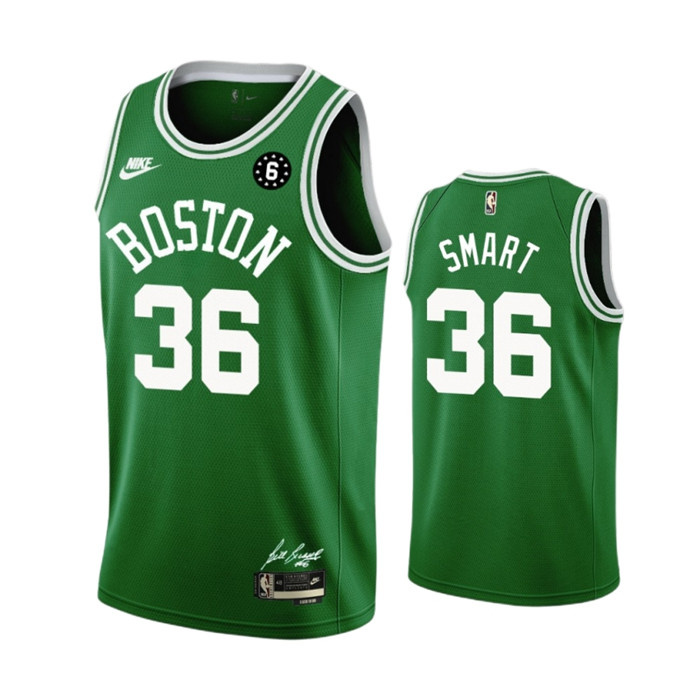 Men's Boston Celtics #36 Marcus Smart Green No.6 Patch Stitched Basketball JerseyS Men's Boston Celtics #36 Marcus Smart Green No.6 Patch Stitched Basketball JerseyS