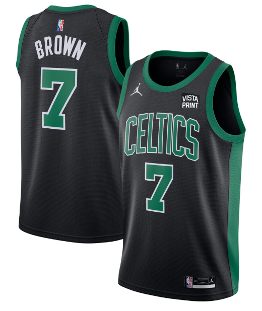Men's Boston Celtics #7 Jaylen Brown 75th Anniversary Black Stitched Basketball Jersey Men's Boston Celtics #7 Jaylen Brown 75th Anniversary Black Stitched Basketball Jersey