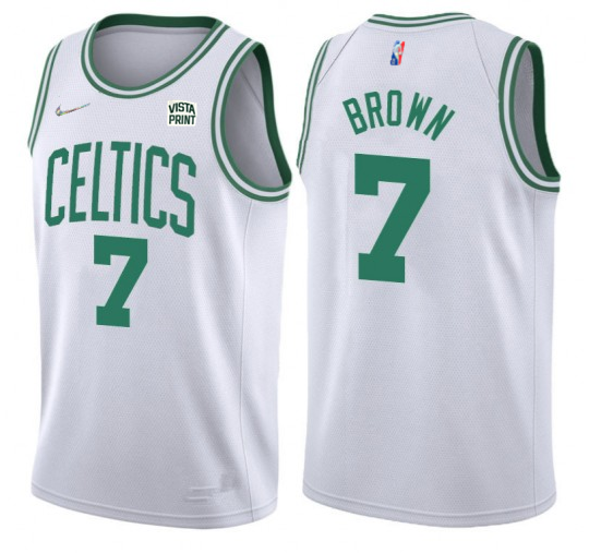 Men's Boston Celtics #7 Jaylen Brown 75th Anniversary White Stitched Basketball Jersey Men's Boston Celtics #7 Jaylen Brown 75th Anniversary White Stitched Basketball Jersey