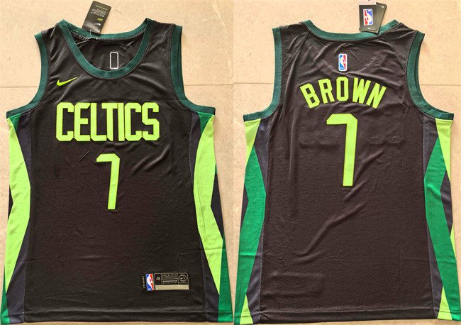 Men's Boston Celtics #7 Jaylen Brown Black 2024-25 City Edition Stitched Basketball Jersey Men's Boston Celtics #7 Jaylen Brown Black 2024-25 City Edition Stitched Basketball Jersey