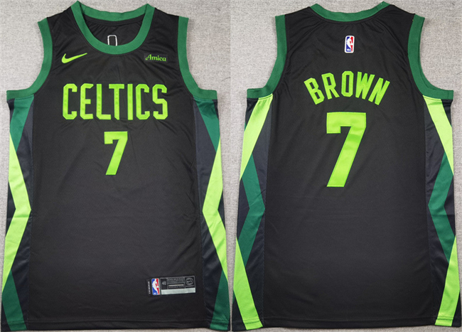 Men's Boston Celtics #7 Jaylen Brown Black 2024 City Edition Stitched Basketball Jersey Men's Boston Celtics #7 Jaylen Brown Black 2024 City Edition Stitched Basketball Jersey