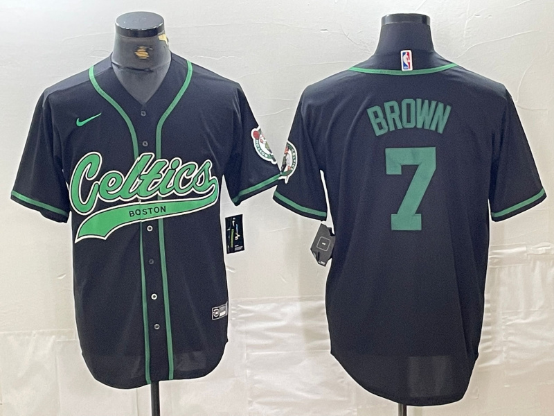 Men's Boston Celtics #7 Jaylen Brown Black Cool Base Stitched Baseball Jersey Men's Boston Celtics #7 Jaylen Brown Black Cool Base Stitched Baseball Jersey