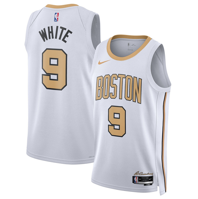 Men's Boston Celtics #9 Derrick White White 2025 26 City Edition Stitched Basketball Jersey Men's Boston Celtics #9 Derrick White White 2025 26 City Edition Stitched Basketball Jersey