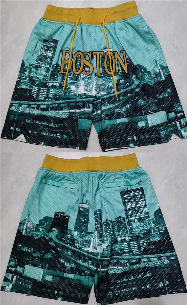 Men's Boston Celtics Aqua Black Shorts (Run Small)