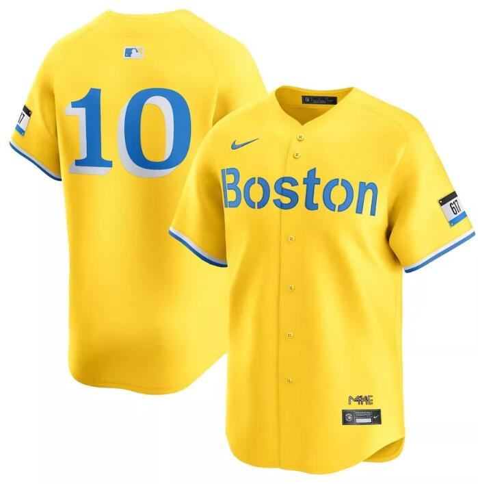 Men's Boston Red Sox #10 Trevor Story Gold City Connect Stitched Baseball Jersey Men's Boston Red Sox #10 Trevor Story Gold City Connect Stitched Baseball Jersey