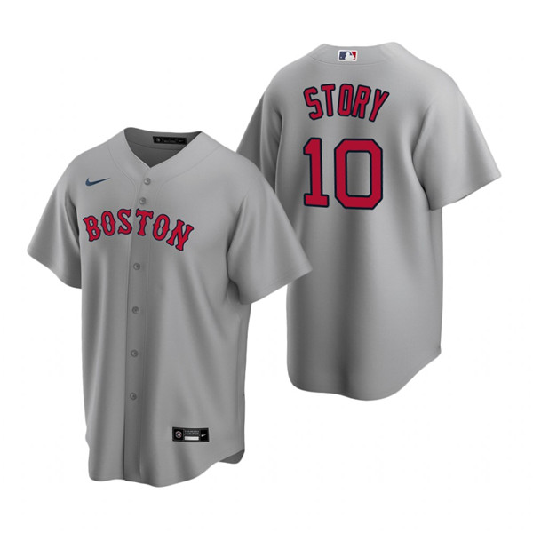Men's Boston Red Sox #10 Trevor Story Grey Cool Base Stitched Baseball Jersey Men's Boston Red Sox #10 Trevor Story Grey Cool Base Stitched Baseball Jersey