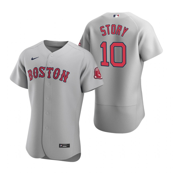 Men's Boston Red Sox #10 Trevor Story Grey Flex Base Stitched Baseball Jersey Men's Boston Red Sox #10 Trevor Story Grey Flex Base Stitched Baseball Jersey