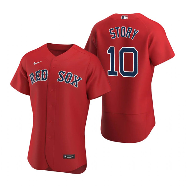 Men's Boston Red Sox #10 Trevor Story Red Flex Base Stitched Baseball Jersey Men's Boston Red Sox #10 Trevor Story Red Flex Base Stitched Baseball Jersey