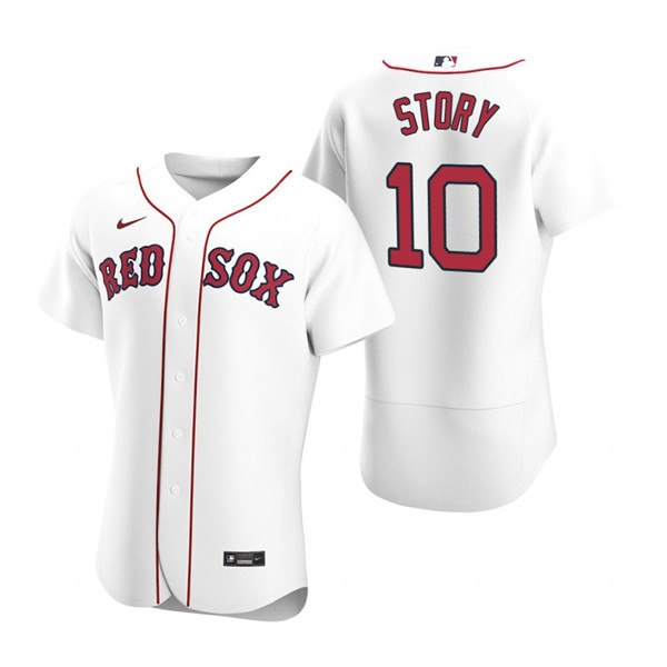 Men's Boston Red Sox #10 Trevor Story White Flex Base Stitched Baseball Jersey Men's Boston Red Sox #10 Trevor Story White Flex Base Stitched Baseball Jersey