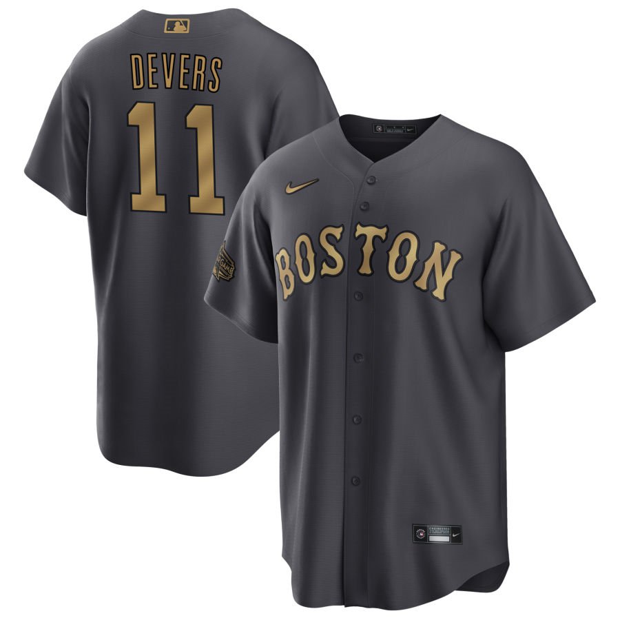 Men's Boston Red Sox #11 Rafael Devers 2022 All-Star Charcoal Cool Base Stitched Jersey