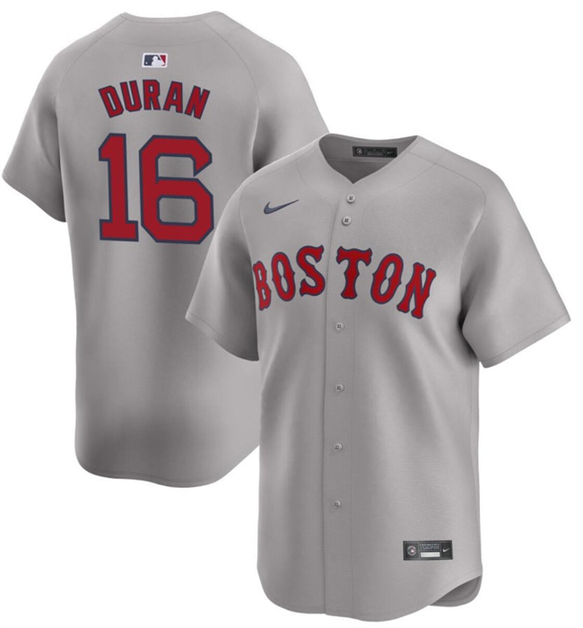 Men's Boston Red Sox #16 Jarren Duran Grey 2024 Away Limited Stitched Baseball Jersey Men's Boston Red Sox #16 Jarren Duran Grey 2024 Away Limited Stitched Baseball Jersey