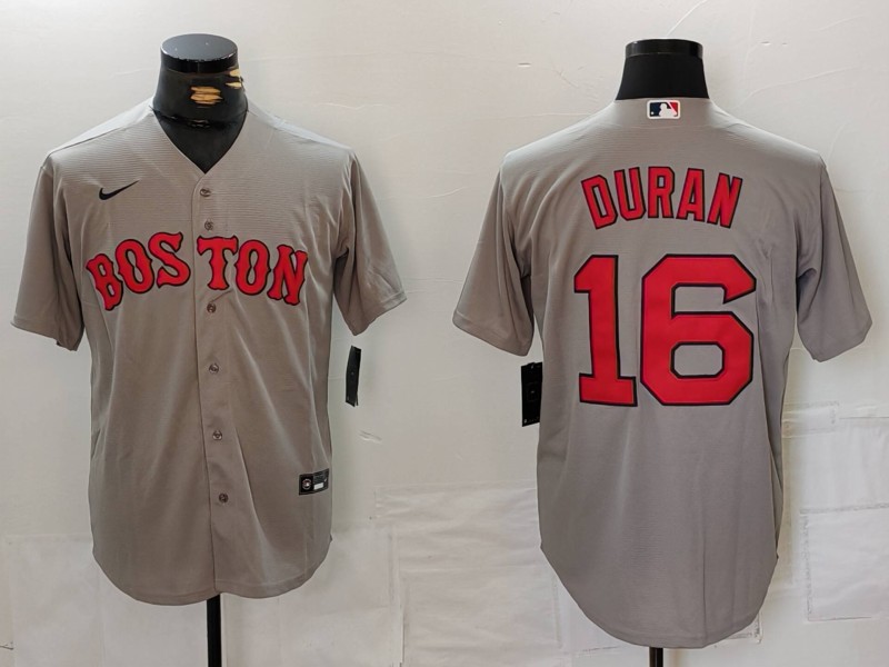 Men's Boston Red Sox #16 Jarren Duran Grey Stitched Baseball Jersey Men's Boston Red Sox #16 Jarren Duran Grey Stitched Baseball Jersey