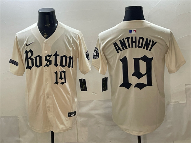 Men's Boston Red Sox #19 Roman Anthony Cream Gothic Vapor Limited Stitched Baseball Jersey Men's Boston Red Sox #19 Roman Anthony Cream Gothic Vapor Limited Stitched Baseball Jersey