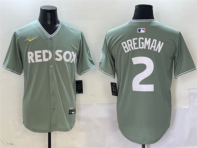 Men's Boston Red Sox #2 Alex Bregman Green 2025 City Connect Limited Stitched Baseball Jersey Men's Boston Red Sox #2 Alex Bregman Green 2025 City Connect Limited Stitched Baseball Jersey