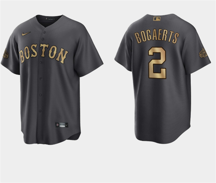 Men's Boston Red Sox #2 Xander Bogaerts 2022 All-Star Charcoal Cool Base Stitched Jersey
