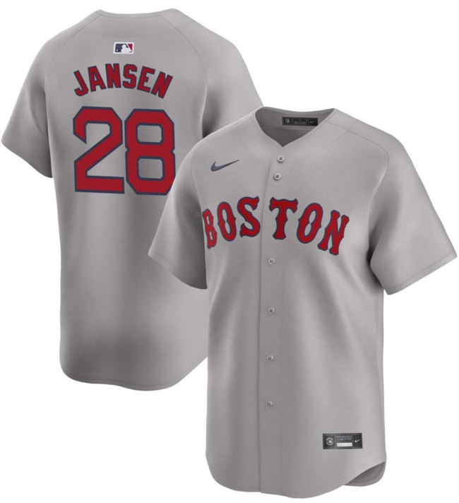Men's Boston Red Sox #28 Danny Jansen Grey 2024 Away Limited Stitched Baseball Jersey Men's Boston Red Sox #28 Danny Jansen Grey 2024 Away Limited Stitched Baseball Jersey